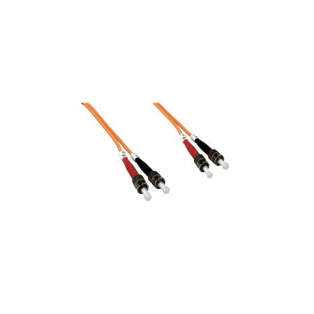 Cable Wholesale ST/UPC OM2 Duplex 2.0mm Fiber Optic Patch Cord, OFNR, Multimode 50/125, Orange Jacket, STST-11001